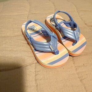 Reef Kids Striped Blue and Peach Sandals